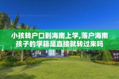 小孩转户口到海南上学,落户海南孩子的学籍是直接就转过来吗