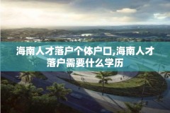 海南人才落户个体户口,海南人才落户需要什么学历