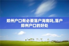 郑州户口有必要落户海南吗,落户郑州户口的好处