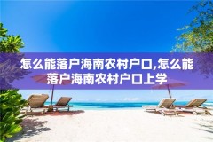 怎么能落户海南农村户口,怎么能落户海南农村户口上学