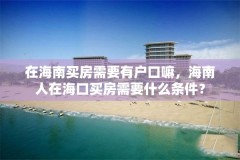 在海南买房需要有户口嘛,海南人在海口买房需要什么条件?