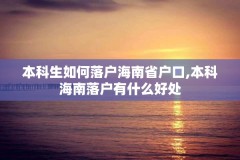 本科生如何落户海南省户口,本科海南落户有什么好处
