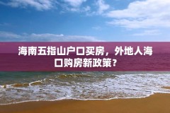 海南五指山户口买房,外地人海口购房新政策?