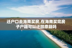 迁户口去海南买房,在海南买完房子户籍可以迁回原籍吗