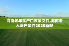 海南老年落户口政策文件,海南老人落户条件2020新规