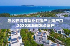 怎么在海南就业并落户上海户口,2020年海南怎么落户
