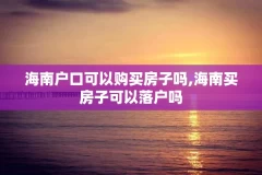 海南户口可以购买房子吗,海南买房子可以落户吗