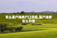 怎么落户海南户口流程,落户海南怎么办理