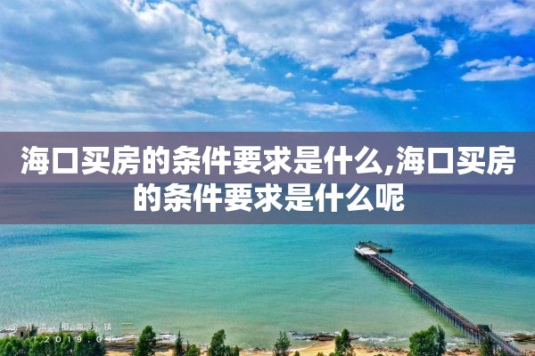 海口买房的条件要求是什么,海口买房的条件要求是什么呢