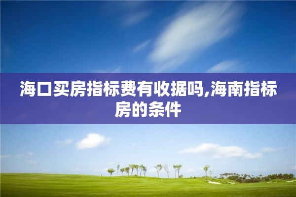 海口买房指标费有收据吗,海南指标房的条件