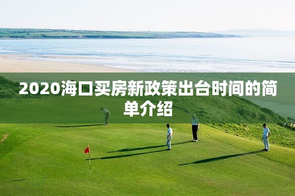 2020海口买房新政策出台时间的简单介绍