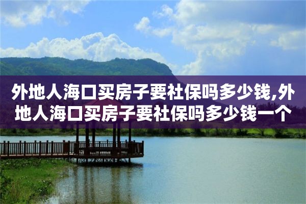外地人海口买房子要社保吗多少钱,外地人海口买房子要社保吗多少钱一个月