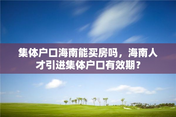 集体户口海南能买房吗，海南人才引进集体户口有效期？