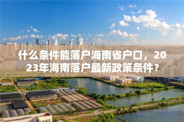 什么条件能落户海南省户口，2023年海南落户最新政策条件？