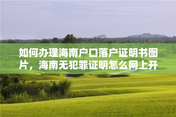 如何办理海南户口落户证明书图片，海南无犯罪证明怎么网上开？