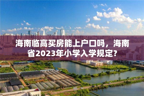 海南临高买房能上户口吗，海南省2023年小学入学规定？