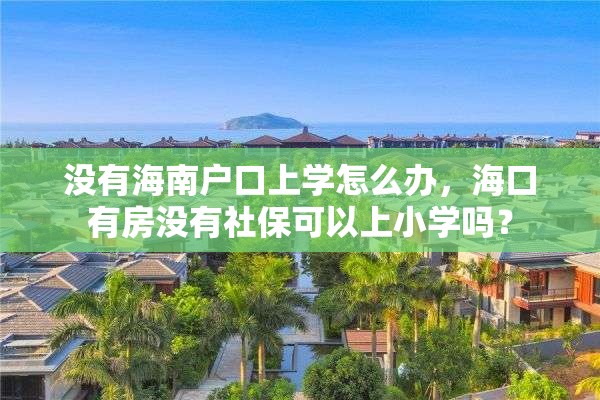 没有海南户口上学怎么办，海口有房没有社保可以上小学吗？
