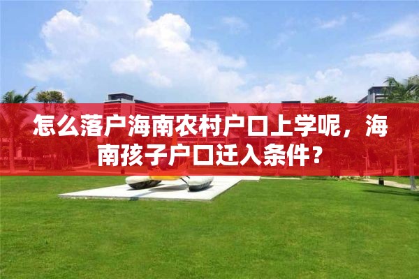 怎么落户海南农村户口上学呢，海南孩子户口迁入条件？
