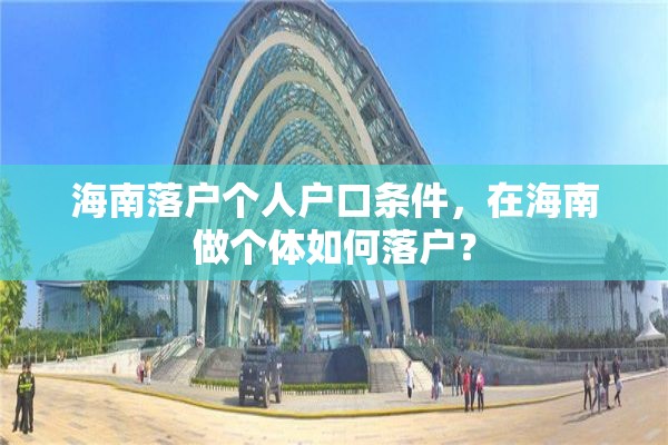 海南落户个人户口条件，在海南做个体如何落户？