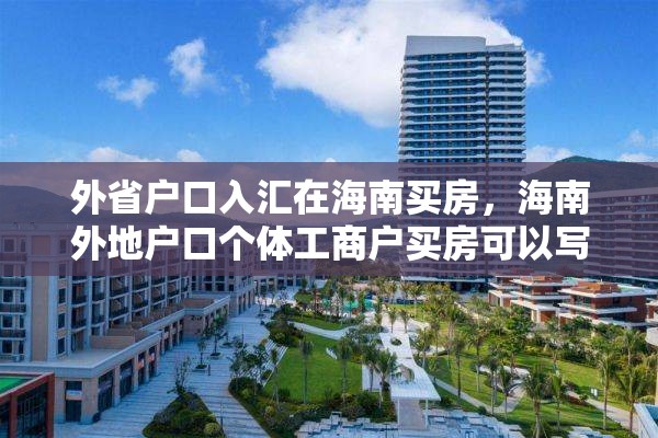 外省户口入汇在海南买房，海南外地户口个体工商户买房可以写在个人名下吗？