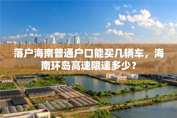 落户海南普通户口能买几辆车，海南环岛高速限速多少？