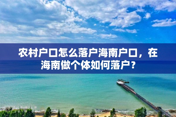 农村户口怎么落户海南户口，在海南做个体如何落户？