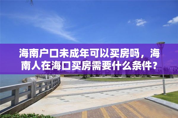 海南户口未成年可以买房吗，海南人在海口买房需要什么条件？