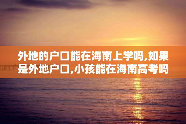 外地的户口能在海南上学吗,如果是外地户口,小孩能在海南高考吗