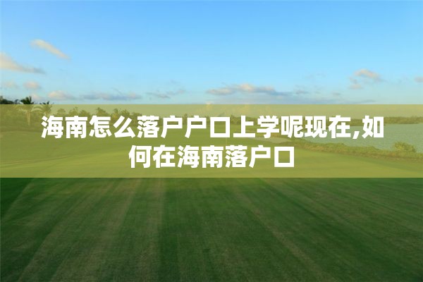 海南怎么落户户口上学呢现在,如何在海南落户口