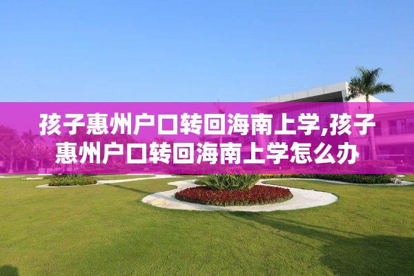 孩子惠州户口转回海南上学,孩子惠州户口转回海南上学怎么办