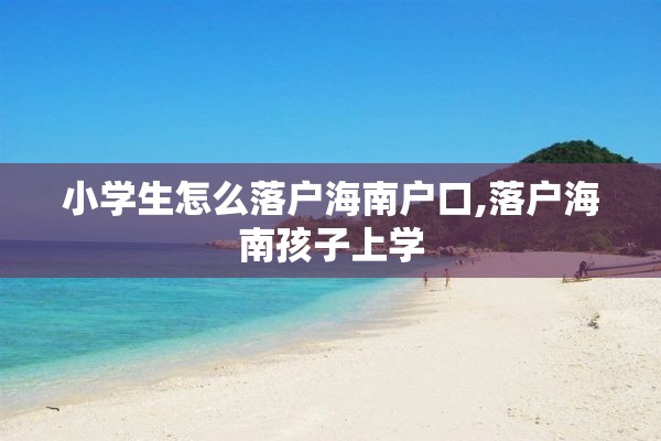 小学生怎么落户海南户口,落户海南孩子上学