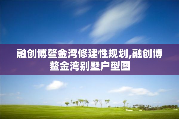 融创博鳌金湾修建性规划,融创博鳌金湾别墅户型图
