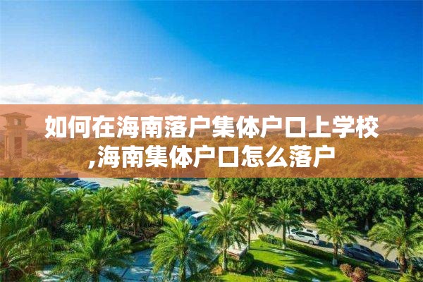 如何在海南落户集体户口上学校,海南集体户口怎么落户