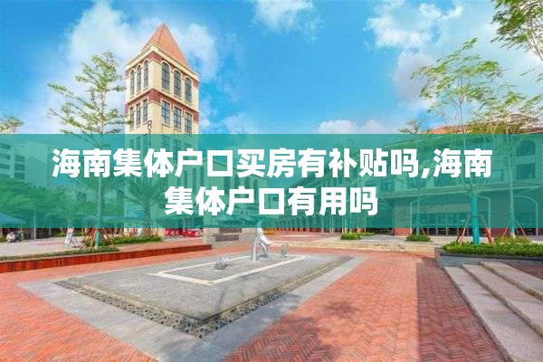 海南集体户口买房有补贴吗,海南集体户口有用吗