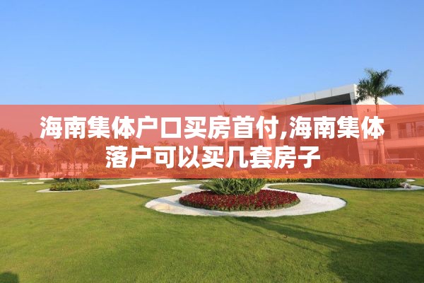海南集体户口买房首付,海南集体落户可以买几套房子