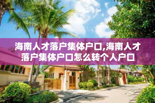 海南人才落户集体户口,海南人才落户集体户口怎么转个人户口