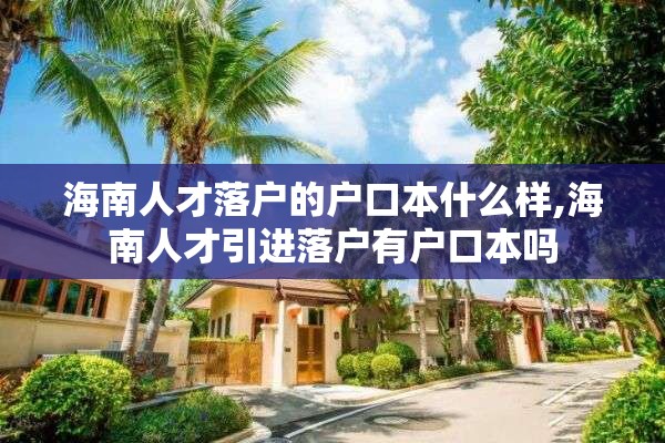 海南人才落户的户口本什么样,海南人才引进落户有户口本吗