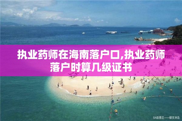 执业药师在海南落户口,执业药师落户时算几级证书