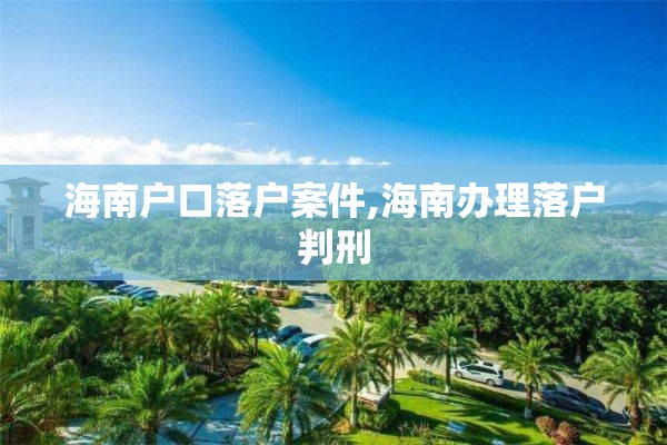 海南户口落户案件,海南办理落户判刑