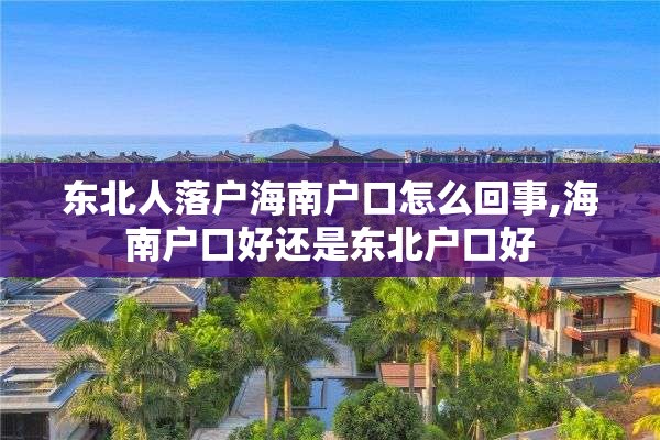 东北人落户海南户口怎么回事,海南户口好还是东北户口好