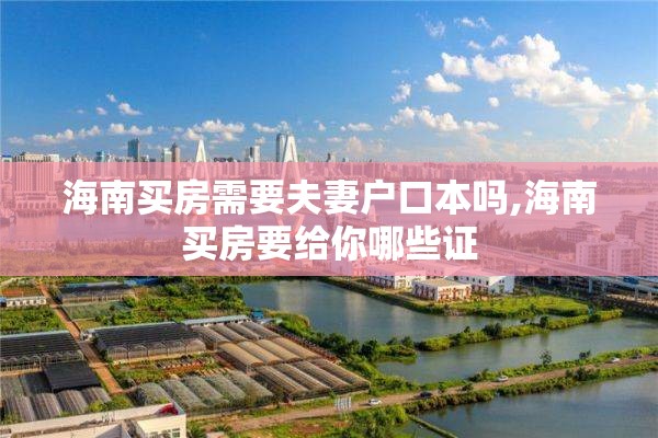 海南买房需要夫妻户口本吗,海南买房要给你哪些证