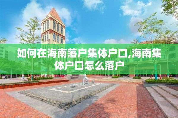 如何在海南落户集体户口,海南集体户口怎么落户