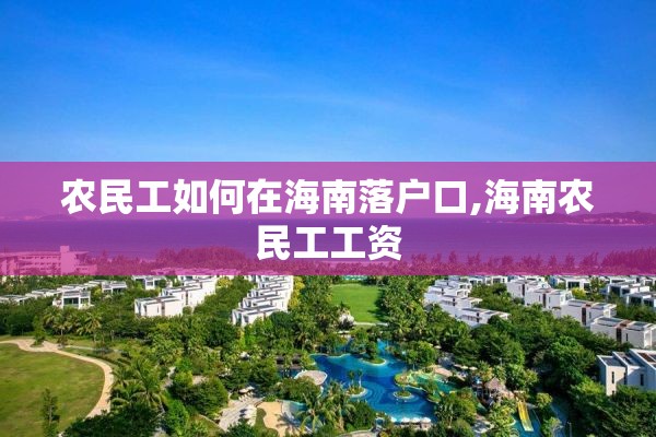 农民工如何在海南落户口,海南农民工工资