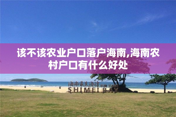 该不该农业户口落户海南,海南农村户口有什么好处