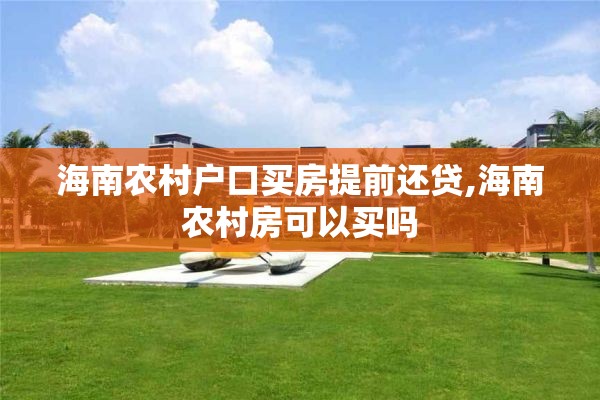 海南农村户口买房提前还贷,海南农村房可以买吗