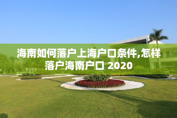 海南如何落户上海户口条件,怎样落户海南户口 2020