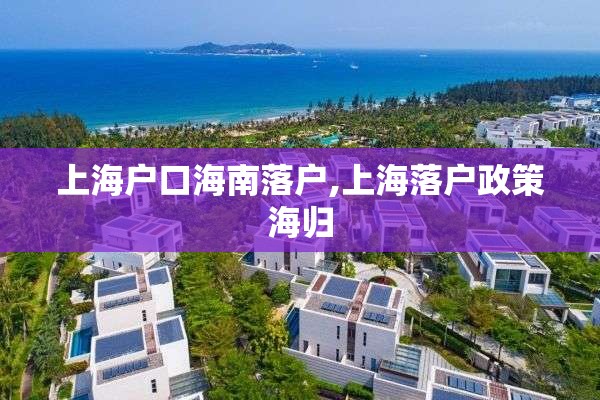 上海户口海南落户,上海落户政策海归