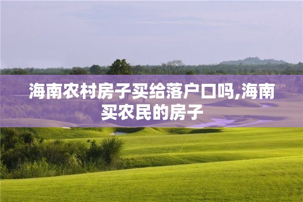 海南农村房子买给落户口吗,海南买农民的房子