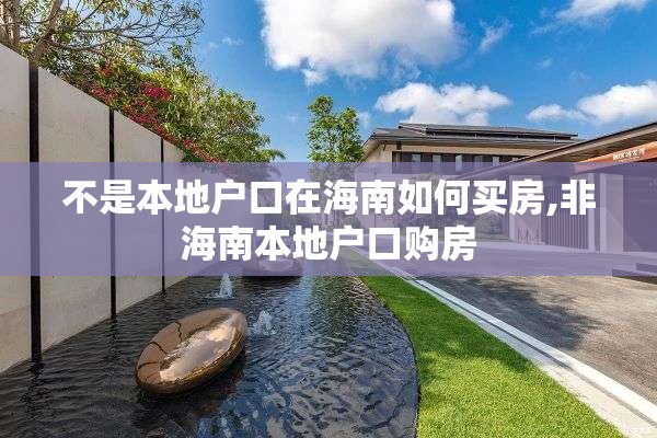 不是本地户口在海南如何买房,非海南本地户口购房