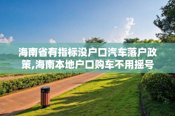 海南省有指标没户口汽车落户政策,海南本地户口购车不用摇号